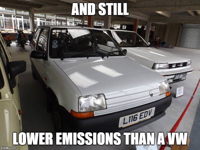 AND STILL LOWER EMISSIONS THAN A VW | image tagged in cars | made w/ Imgflip meme maker