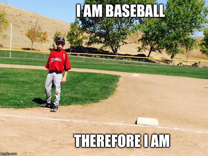 Baseball | I AM BASEBALL THEREFORE I AM | image tagged in baseball | made w/ Imgflip meme maker