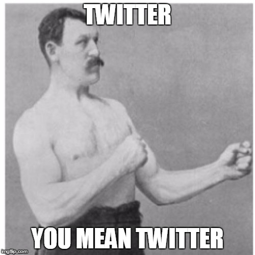 Overly Manly Man Meme | TWITTER YOU MEAN TWITTER | image tagged in memes,overly manly man | made w/ Imgflip meme maker