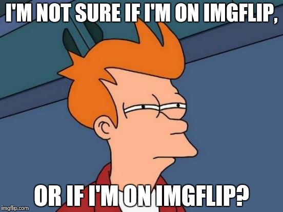 Futurama Fry Meme | I'M NOT SURE IF I'M ON IMGFLIP, OR IF I'M ON IMGFLIP? | image tagged in memes,futurama fry | made w/ Imgflip meme maker