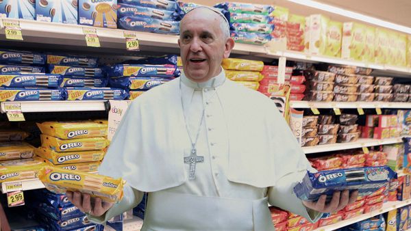 High Quality Pope finds oreos Blank Meme Template