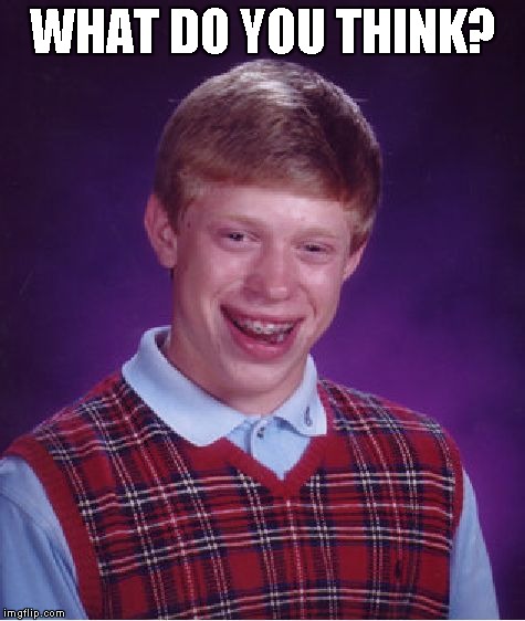 Bad Luck Brian Meme | WHAT DO YOU THINK? | image tagged in memes,bad luck brian | made w/ Imgflip meme maker