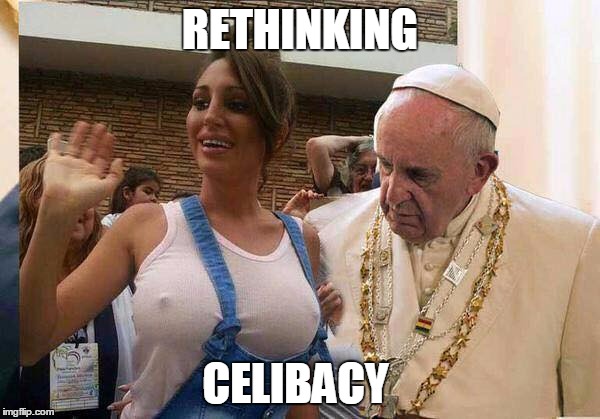 Can you blame him? | RETHINKING CELIBACY | image tagged in pope,memes | made w/ Imgflip meme maker