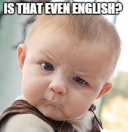 Skeptical Baby Meme | IS THAT EVEN ENGLISH? | image tagged in memes,skeptical baby | made w/ Imgflip meme maker