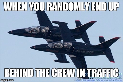 WHEN YOU RANDOMLY END UP BEHIND THE CREW IN TRAFFIC | image tagged in sync | made w/ Imgflip meme maker