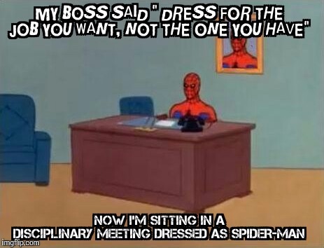 Spider-man disciplinary  | image tagged in spider-man disciplinary,spiderman computer desk,spiderman,spider-man desk,boss | made w/ Imgflip meme maker