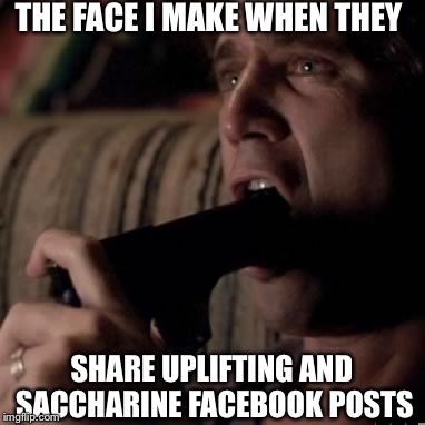 THE FACE I MAKE WHEN THEY SHARE UPLIFTING AND SACCHARINE FACEBOOK POSTS | made w/ Imgflip meme maker