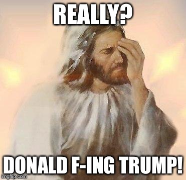 Jesus | REALLY? DONALD F-ING TRUMP! | image tagged in jesus | made w/ Imgflip meme maker