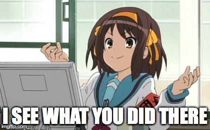 Haruhi Computer | I SEE WHAT YOU DID THERE | image tagged in haruhi computer | made w/ Imgflip meme maker