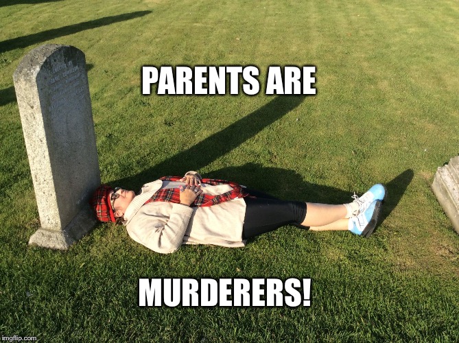 PARENTS ARE MURDERERS! | image tagged in reproduction is murder | made w/ Imgflip meme maker