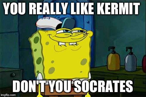 Don't You Squidward Meme | YOU REALLY LIKE KERMIT DON'T YOU SOCRATES | image tagged in memes,dont you squidward | made w/ Imgflip meme maker