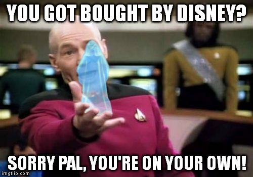 The emperor is desperate for help. | YOU GOT BOUGHT BY DISNEY? SORRY PAL, YOU'RE ON YOUR OWN! | image tagged in memes,picard with palpatine,star wars,star trek,xenusiansoldier picard series | made w/ Imgflip meme maker