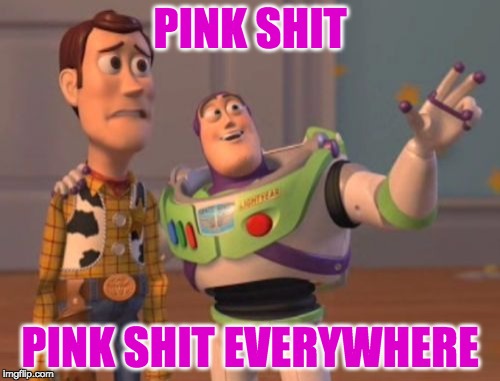 X, X Everywhere Meme | PINK SHIT PINK SHIT EVERYWHERE | image tagged in memes,x x everywhere,AdviceAnimals | made w/ Imgflip meme maker