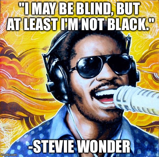 What a legend | "I MAY BE BLIND, BUT AT LEAST I'M NOT BLACK." -STEVIE WONDER | image tagged in autism for humanity,memes,stevie wonder | made w/ Imgflip meme maker