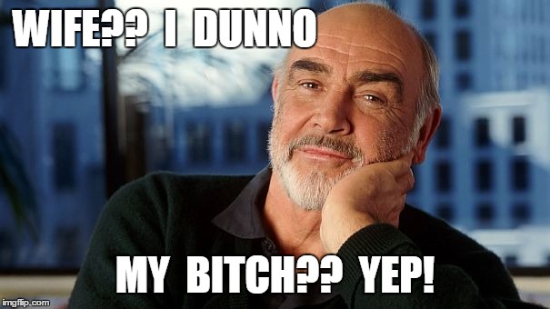 WIFE??  I  DUNNO MY  B**CH??  YEP! | image tagged in sean | made w/ Imgflip meme maker