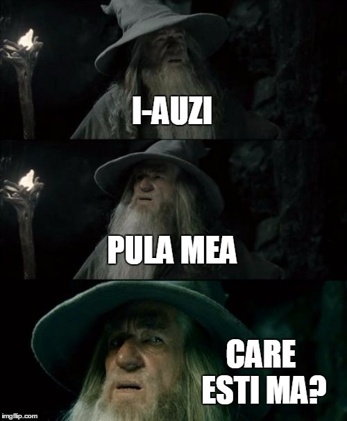 Confused Gandalf Meme | I-AUZI PULA MEA CARE ESTI MA? | image tagged in memes,confused gandalf | made w/ Imgflip meme maker
