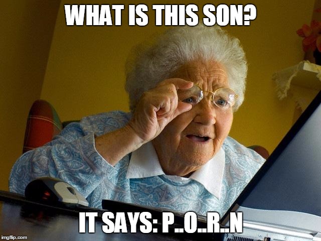 Grandma Finds The Internet | WHAT IS THIS SON? IT SAYS: P..O..R..N | image tagged in memes,grandma finds the internet | made w/ Imgflip meme maker