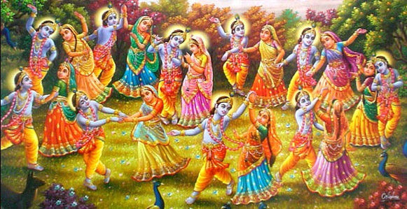 High Quality krishna dances w gopis Blank Meme Template