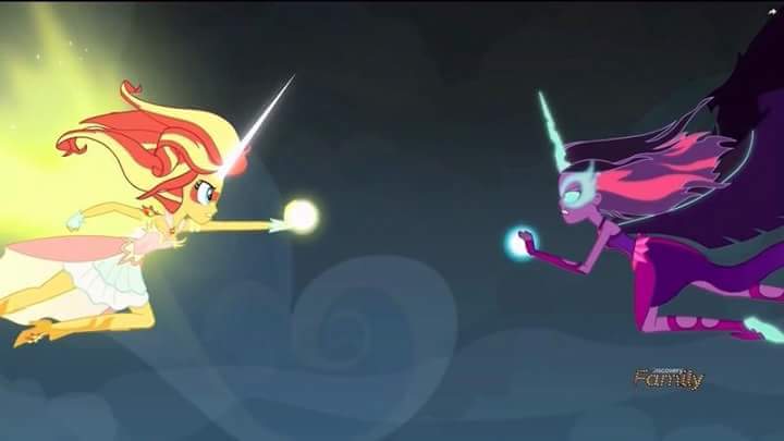 High Quality MLP equestria girls:Friendship games-sunset shimmers vs twilight Blank Meme Template