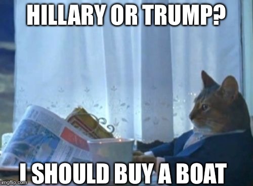 I Should Buy A Boat Cat Meme | HILLARY OR TRUMP? I SHOULD BUY A BOAT | image tagged in memes,i should buy a boat cat | made w/ Imgflip meme maker
