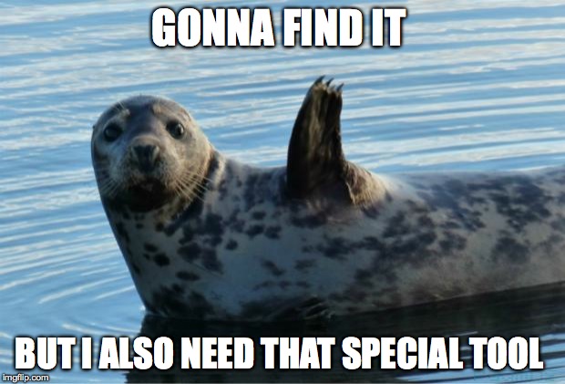 Seal | GONNA FIND IT BUT I ALSO NEED THAT SPECIAL TOOL | image tagged in seal | made w/ Imgflip meme maker