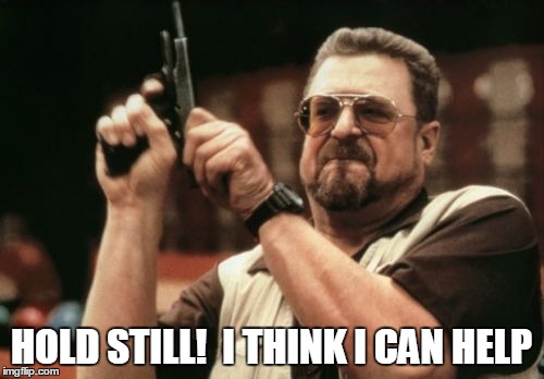 Am I The Only One Around Here Meme | HOLD STILL!  I THINK I CAN HELP | image tagged in memes,am i the only one around here | made w/ Imgflip meme maker