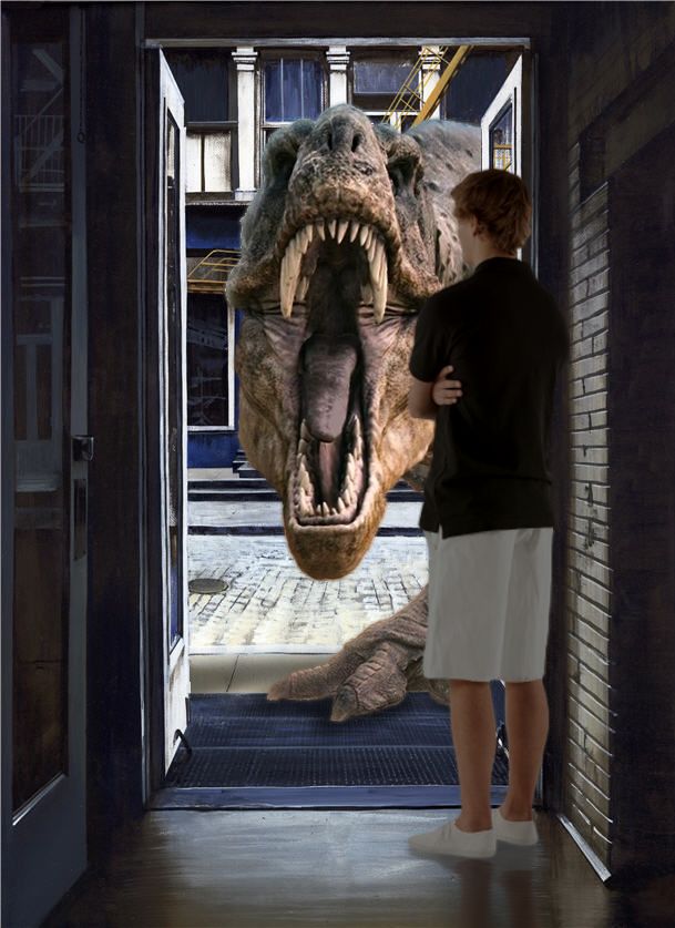 Dino at the Door Blank Meme Template