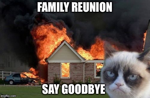 Burn Kitty | FAMILY REUNION SAY GOODBYE | image tagged in memes,burn kitty | made w/ Imgflip meme maker