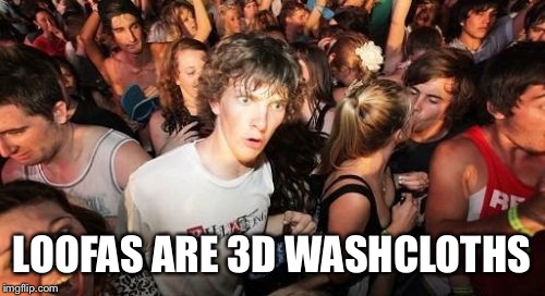 Sudden Clarity Clarence | LOOFAS ARE 3D WASHCLOTHS | image tagged in memes,sudden clarity clarence | made w/ Imgflip meme maker