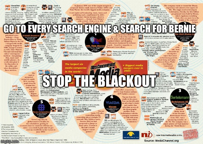 GO TO EVERY SEARCH ENGINE & SEARCH FOR BERNIE STOP THE BLACKOUT | image tagged in media | made w/ Imgflip meme maker