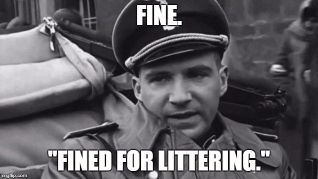 Grammar Nazi | FINE. "FINED FOR LITTERING." | image tagged in grammar nazi | made w/ Imgflip meme maker