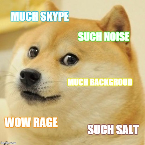 Doge | MUCH SKYPE SUCH NOISE MUCH BACKGROUD WOW RAGE SUCH SALT | image tagged in memes,doge | made w/ Imgflip meme maker