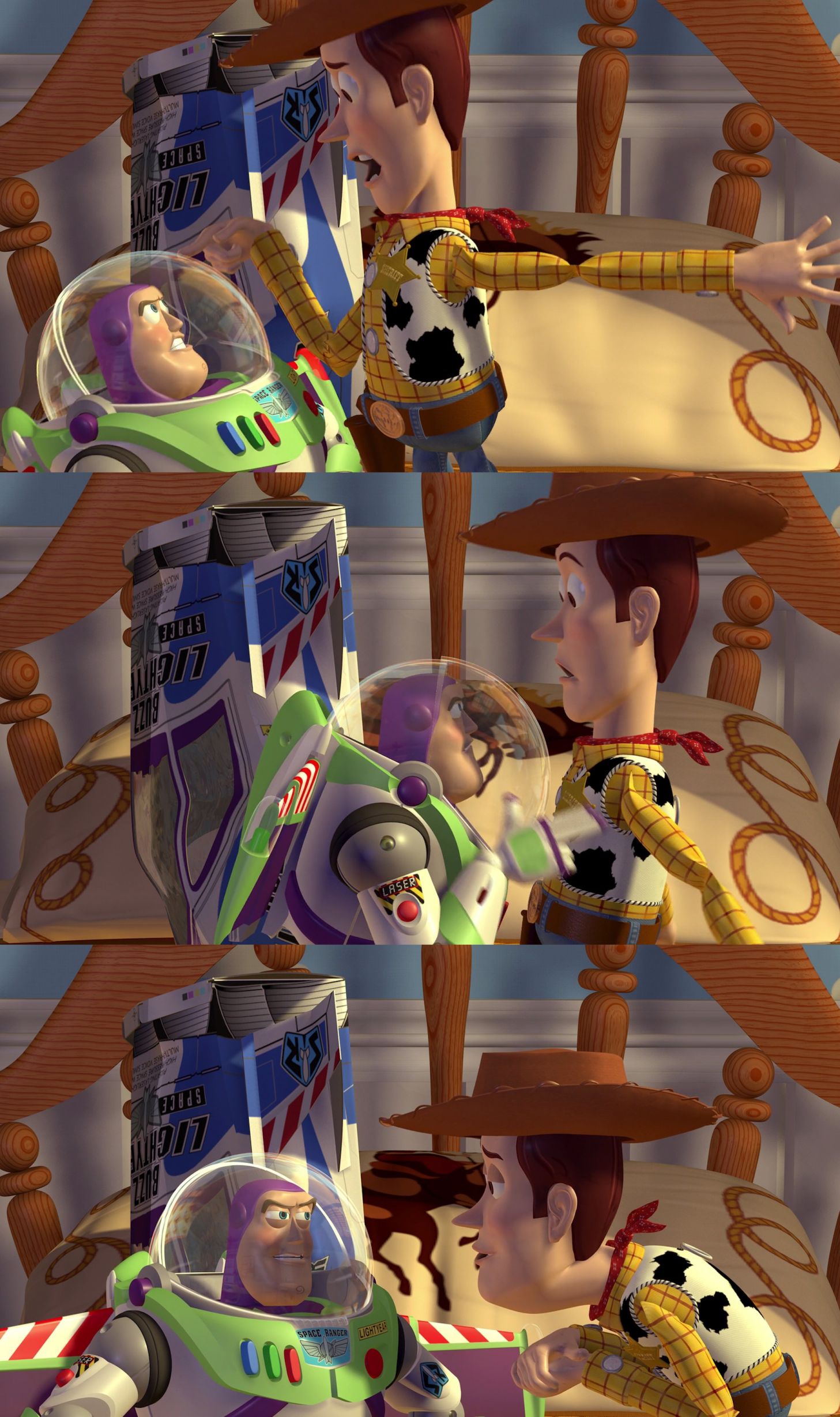 High Quality Woody & Buzz arguing Blank Meme Template