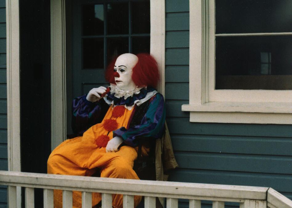 High Quality Pennywise Sitting On Porch Blank Meme Template