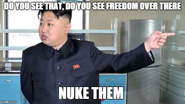 This is Why I Nuke People.  | DO YOU SEE THAT, DO YOU SEE FREEDOM OVER THERE NUKE THEM | image tagged in this is why i nuke people | made w/ Imgflip meme maker