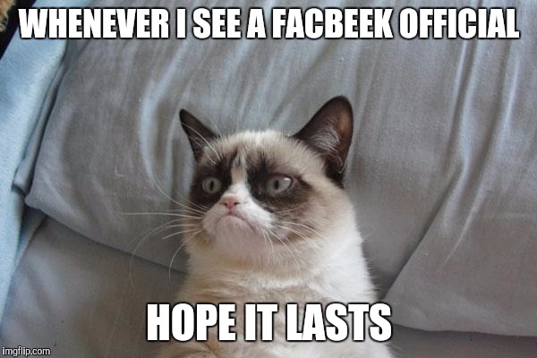 Grumpy Cat Bed | WHENEVER I SEE A FACBEEK OFFICIAL HOPE IT LASTS | image tagged in memes,grumpy cat bed,grumpy cat | made w/ Imgflip meme maker