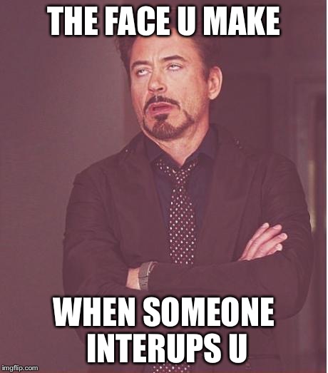 Face You Make Robert Downey Jr | THE FACE U MAKE WHEN SOMEONE INTERUPS U | image tagged in memes,face you make robert downey jr | made w/ Imgflip meme maker