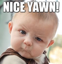 Skeptical Baby | NICE YAWN! | image tagged in memes,skeptical baby | made w/ Imgflip meme maker