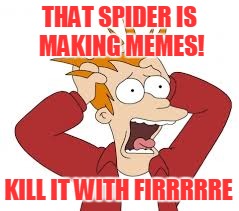 THAT SPIDER IS MAKING MEMES! KILL IT WITH FIRRRRRE | made w/ Imgflip meme maker