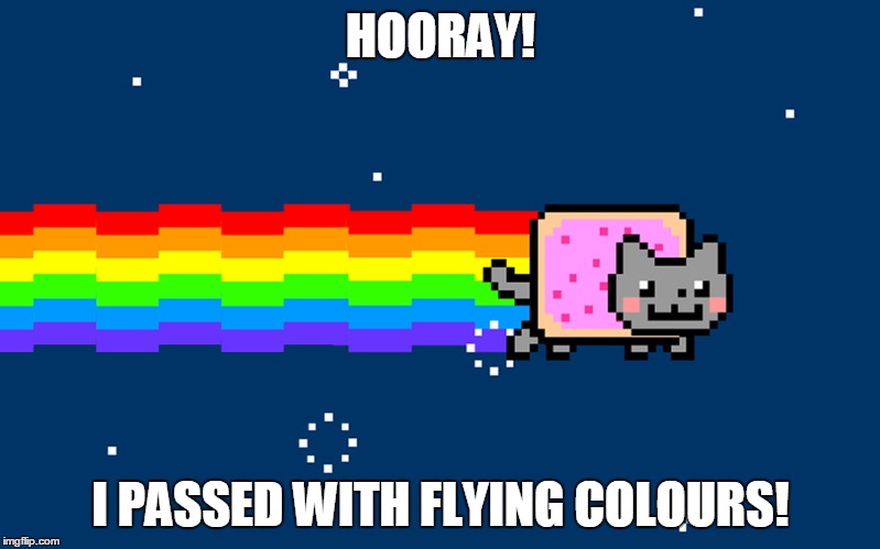 HOORAY! I PASSED WITH FLYING COLOURS! | made w/ Imgflip meme maker