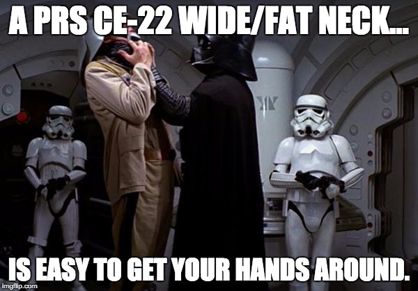 vader choke | A PRS CE-22 WIDE/FAT NECK... IS EASY TO GET YOUR HANDS AROUND. | image tagged in vader choke | made w/ Imgflip meme maker