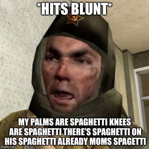 *HITS BLUNT* MY PALMS ARE SPAGHETTI KNEES ARE SPAGHETTI THERE'S SPAGHETTI ON HIS SPAGHETTI ALREADY MOMS SPAGETTI | image tagged in vodka hub | made w/ Imgflip meme maker
