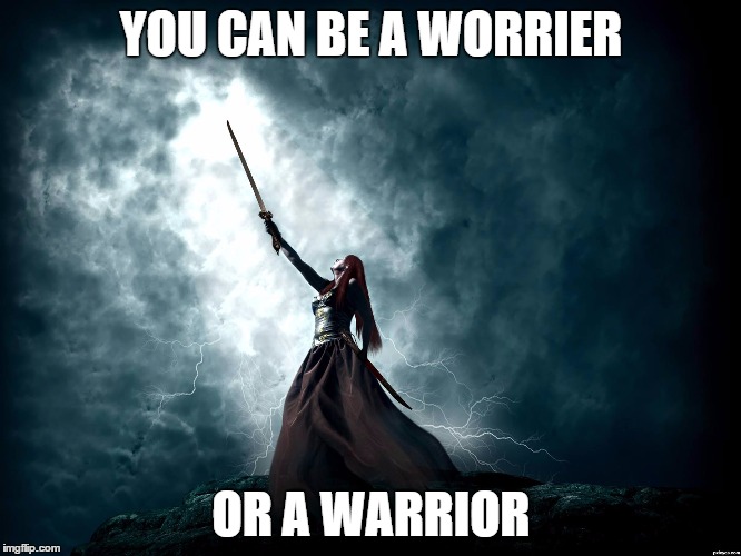 fight the good fight | YOU CAN BE A WORRIER OR A WARRIOR | image tagged in worried woman | made w/ Imgflip meme maker