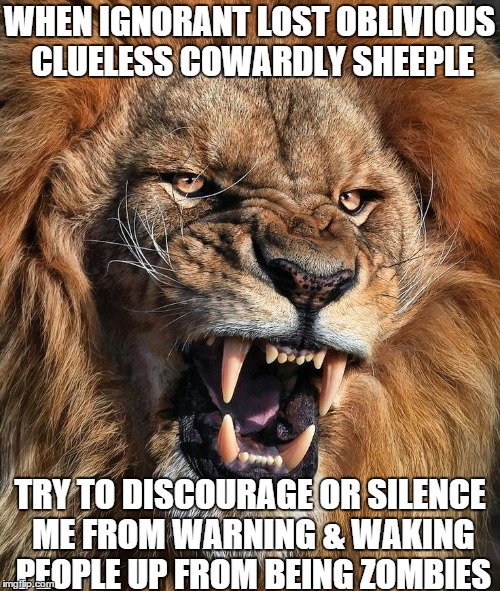WHEN IGNORANT LOST OBLIVIOUS CLUELESS COWARDLY SHEEPLE TRY TO DISCOURAGE OR SILENCE ME FROM WARNING & WAKING PEOPLE UP FROM BEING ZOMBIES | image tagged in sheep,sheeple,warning | made w/ Imgflip meme maker