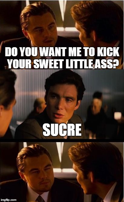 Inception | DO YOU WANT ME TO KICK YOUR SWEET LITTLE ASS? SUCRE | image tagged in memes,inception | made w/ Imgflip meme maker