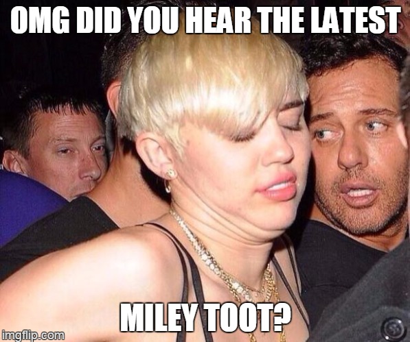tooter account | OMG DID YOU HEAR THE LATEST MILEY TOOT? | image tagged in cyrus fart,memes | made w/ Imgflip meme maker