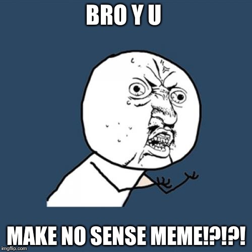 Y U No Meme | BRO Y U MAKE NO SENSE MEME!?!?! | image tagged in memes,y u no | made w/ Imgflip meme maker