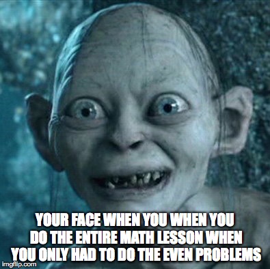 Math sucks | YOUR FACE WHEN YOU WHEN YOU DO THE ENTIRE MATH LESSON WHEN YOU ONLY HAD TO DO THE EVEN PROBLEMS | image tagged in geometrysucks | made w/ Imgflip meme maker