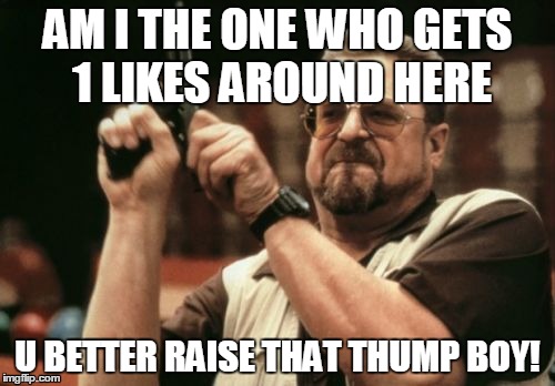 Am I The Only One Around Here | AM I THE ONE WHO GETS 1 LIKES AROUND HERE U BETTER RAISE THAT THUMP BOY! | image tagged in memes,am i the only one around here | made w/ Imgflip meme maker
