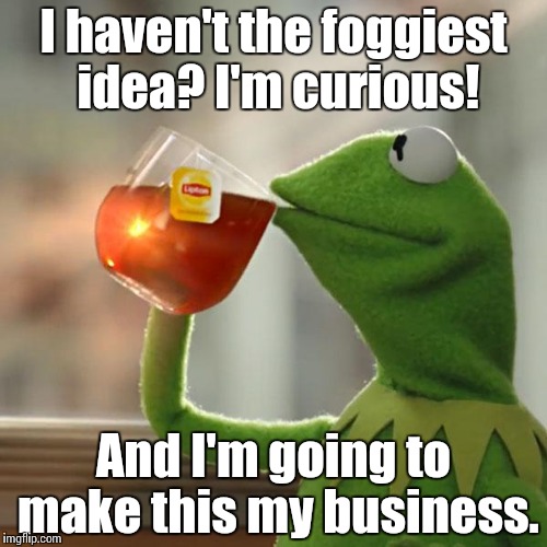But That's None Of My Business Meme | I haven't the foggiest idea? I'm curious! And I'm going to make this my business. | image tagged in memes,but thats none of my business,kermit the frog | made w/ Imgflip meme maker